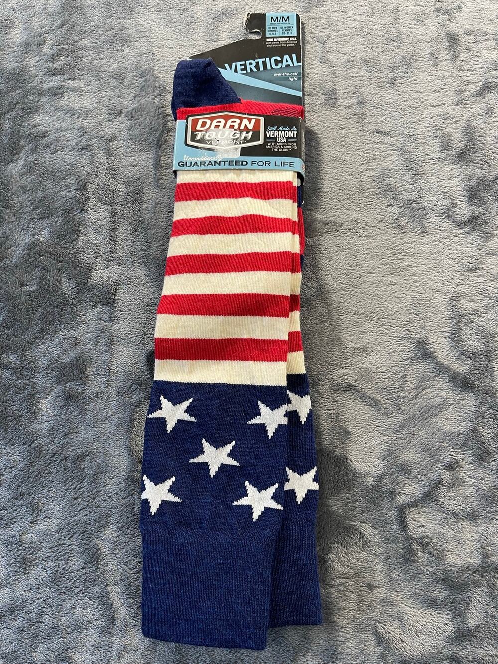 Darn Tough 1815 Stars & Stripes OTC Merino Wool Socks Size M Mens NWT